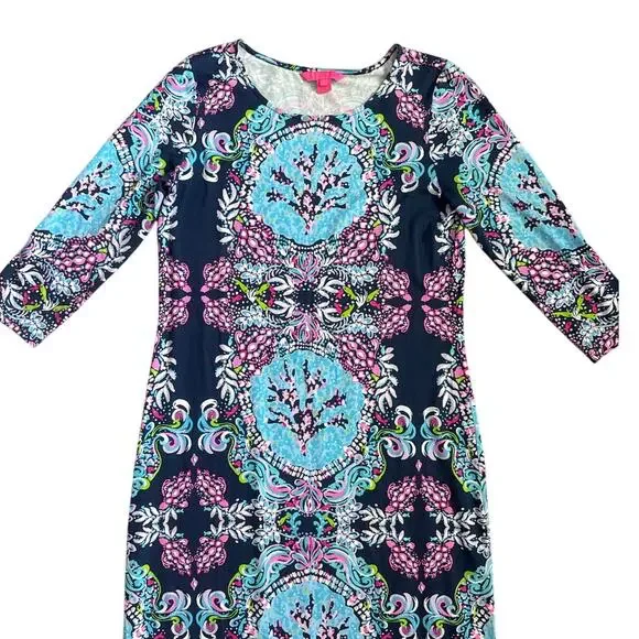 Lilly Pulitzer Morgann Maxi Dress in High Tide Navy Mermaid Size Medium - Picture 6 of 10